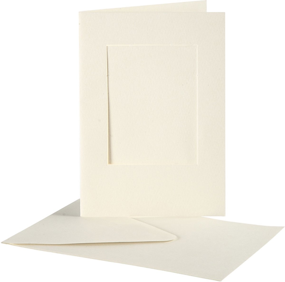 Passepartout Kaarten, afmeting kaart 10,5x15 cm, gatgrootte 6,5x8,8 cm, off-white, rechthoek, 10sets [HOB-23720]